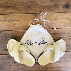 Pink Haley Leather Sandals, size 38 (NEW, never been worn). Color- buff